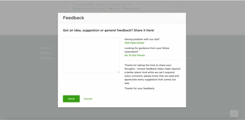 Upwork feedback button